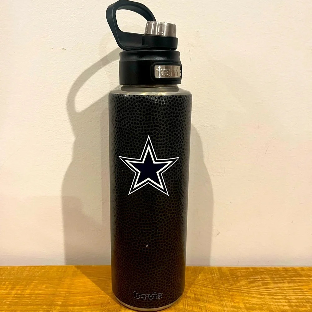 Tervis tumbler stainless steel leather‎ black cowboys football team XL